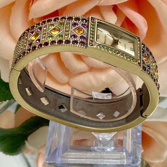 Heidi Daus Multicolored Crystal Accented Bangle Cuff Watch - Picture 7 of 14